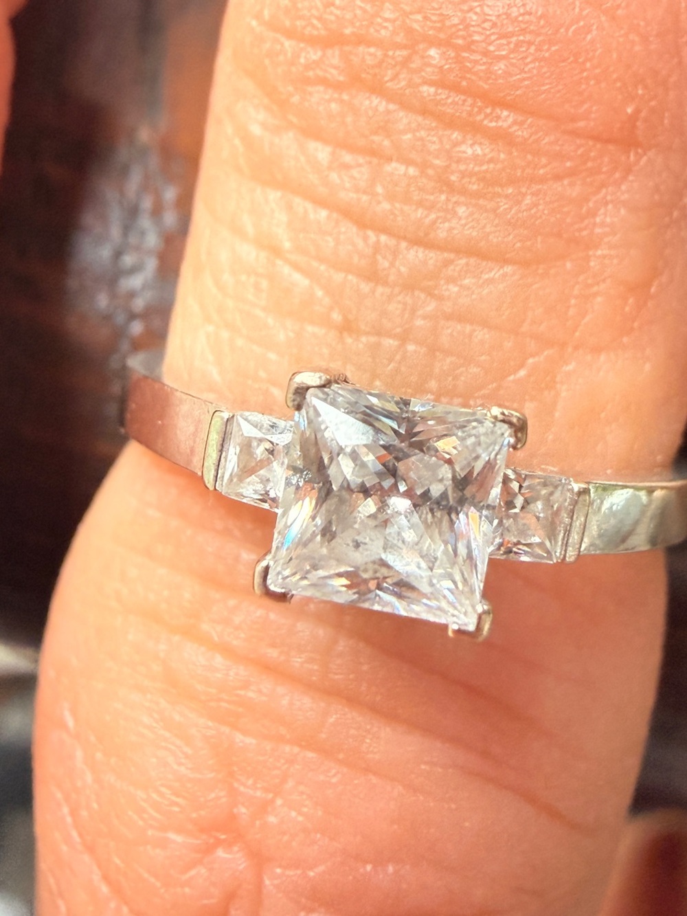 ✨Vintage Princess Cut Solitaire Ring 10KT White Gold Sz6